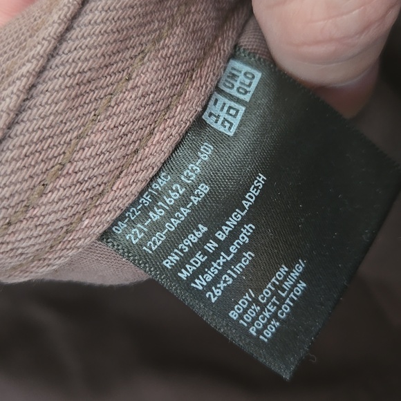 Uniqlo U Cropped Cut Wide Leg Jeans in Brown, Altered, GUC, Comfy Neutrals - Picture 4 of 6